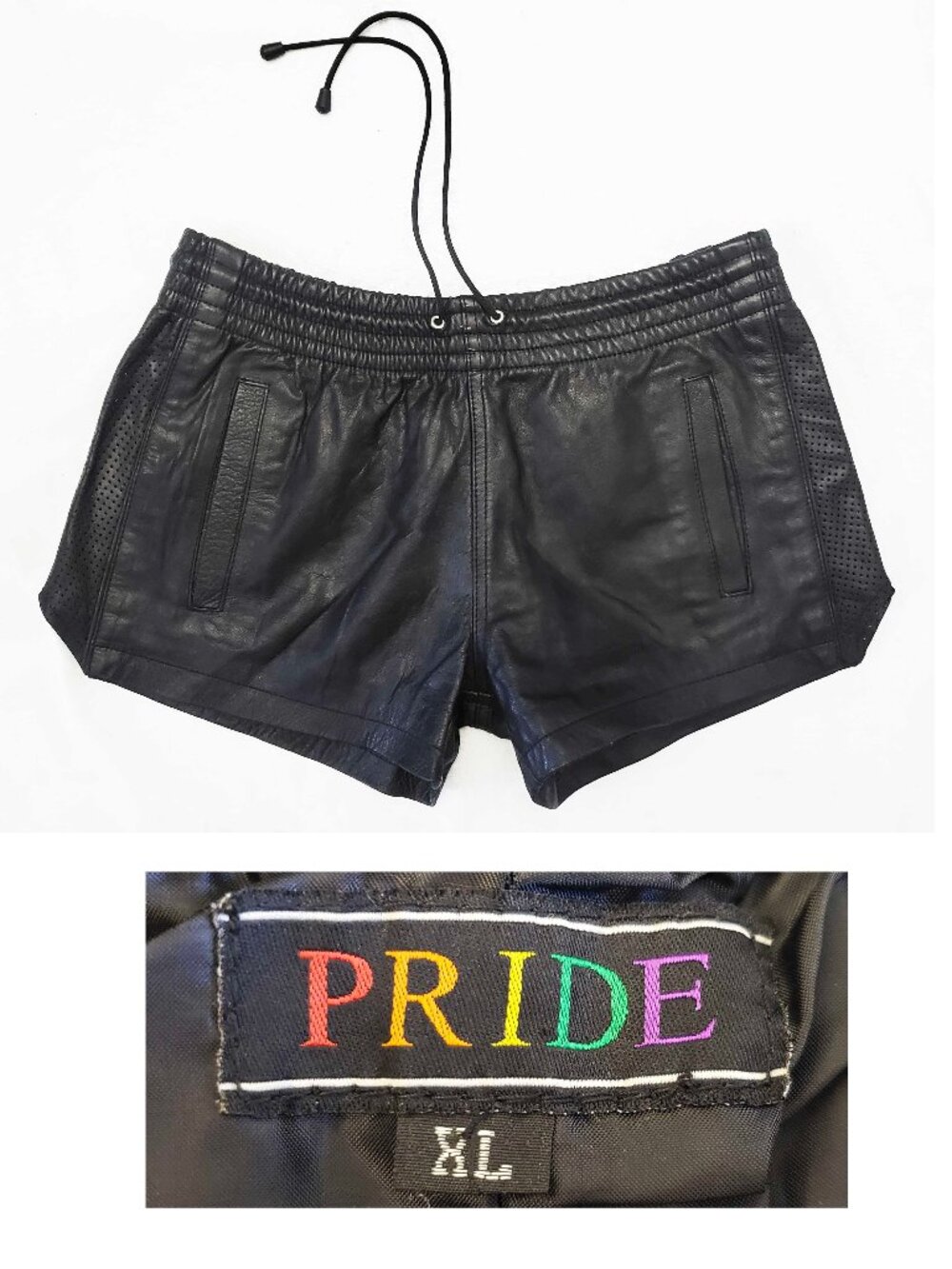 Vintage Pride Men's Black Leather Athletic Style Shorts XL